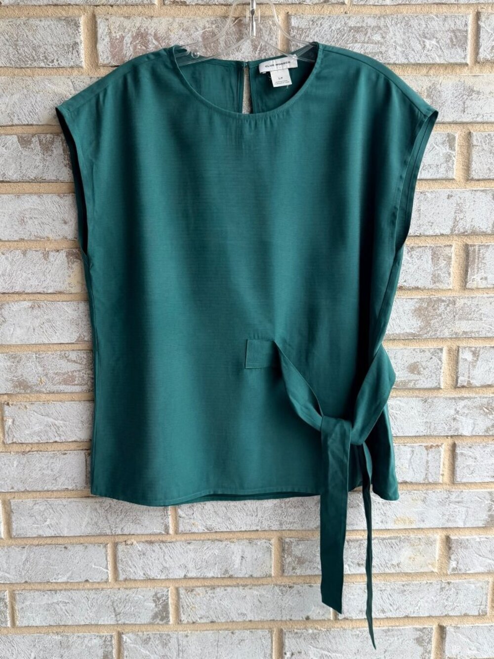 Club Monaco Round Neck Sleeveless Tie Side Teal Green Blouse  Women's Size S